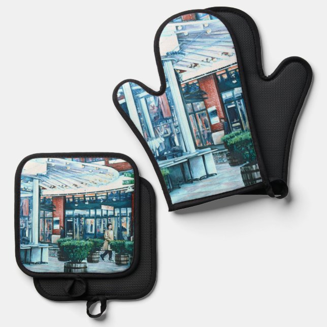 Seaport Excursions Oven Mitt & Pot Holder Set (Front/Back)