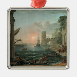Seaport with the Embarkation Metal Ornament