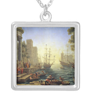 Seaport with the Embarkation of St. Ursula Silver Plated Necklace