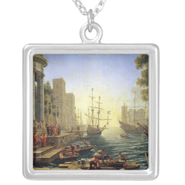 Seaport with the Embarkation of St. Ursula Silver Plated Necklace (Front)