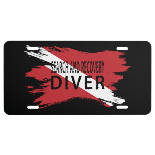 Search and Recovery Diver Diver Down Flag Scuba License Plate