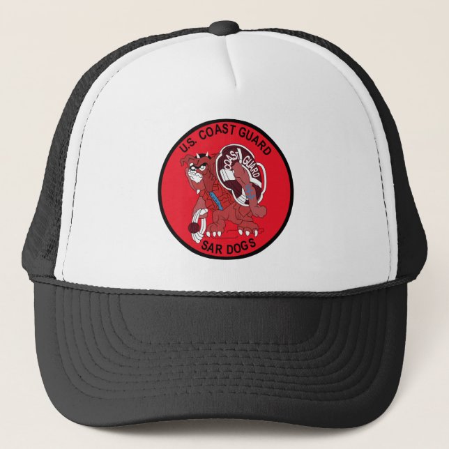 SEARCH AND RESCUE, COAST GUARD, MILITARY PATCH, VE TRUCKER HAT (Front)