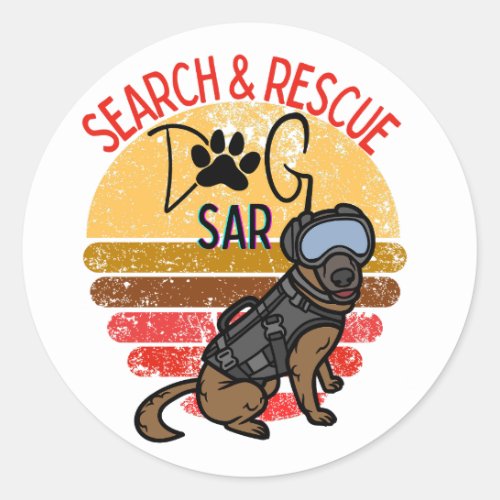 Search and Rescue SAR K_9 Professional Dogs Team  Classic Round Sticker