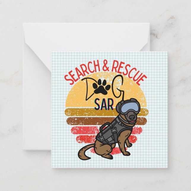 Search and Rescue SAR K-9 Professional Dogs Team Note Card (Front)