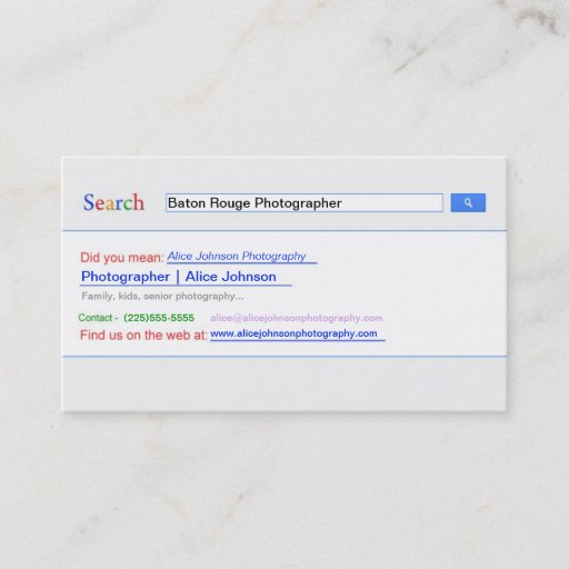 Customizable Search Engine Business Cards
