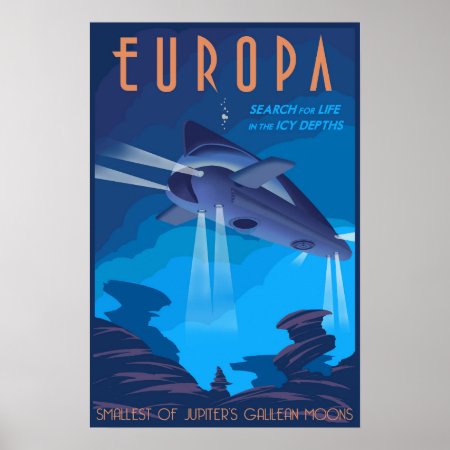 Search For Life On Jupiter's Moon Europa Poster