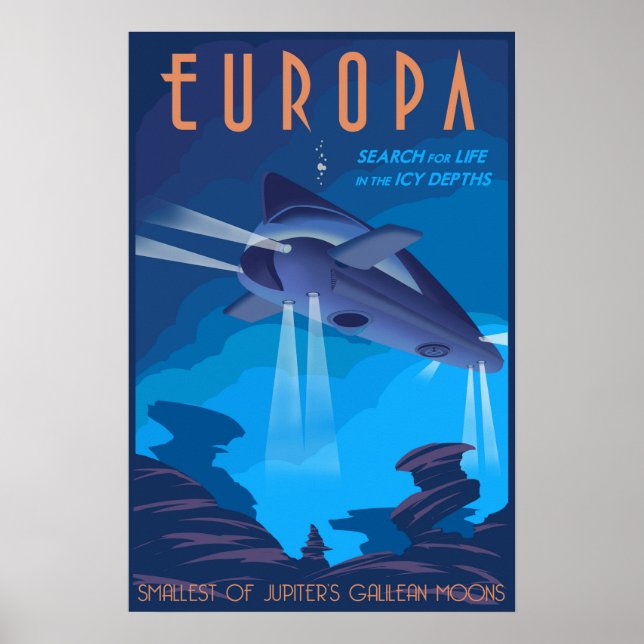 Search for Life on Jupiter's moon Europa Poster (Front)
