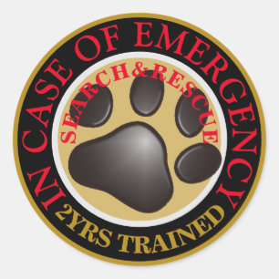Search+Rescue Dog 2yrs trained Classic Round Stick Sticker