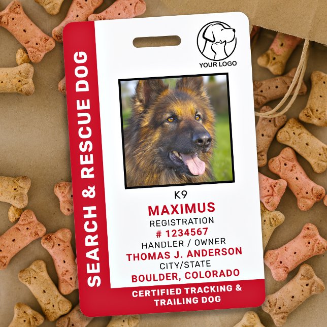 Search & Rescue Dog ID Custom Logo SAR K9 Photo Badge (Creator Uploaded)
