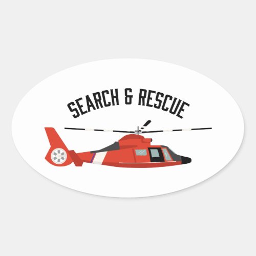 Search  Rescue Helicopter Oval Sticker