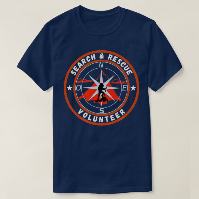 Search  Rescue Volunteer Compass Mountain  T-Shirt (Design Front)