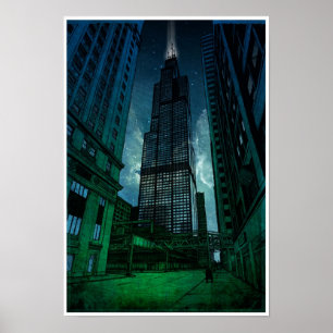 Sears Tower Architectural Drawing Poster