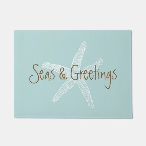 Seas and Greetings Beach Blue Starfish Doormat