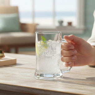 Seas And Greetings Beach Christmas Personalized Stein