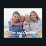 Seas and Greetings Beach Photo Christmas Holiday Postcard<br><div class="desc">Send your friends and family warm holiday wishes with this fun,  beach themed holiday card. Personalize with your own photo and family name. Add a custom message on back or leave blank.</div>