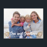 Seas and Greetings Beach Photo Christmas Holiday Postcard<br><div class="desc">Send your friends and family warm holiday wishes with this fun,  beach themed holiday card. Personalize with your own photo and family name. Add a custom message on back or leave blank.</div>
