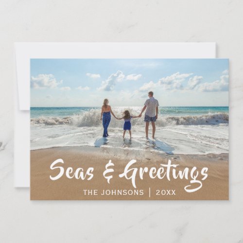 Seas and Greetings Beach Photo Holiday Card