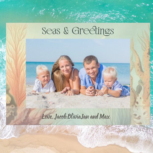 Seas and Greetings Beach Photo Holiday Card