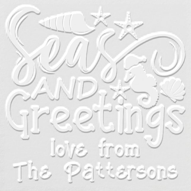 Seas And Greetings Beach Summer Christmas Custom Embosser (Design)