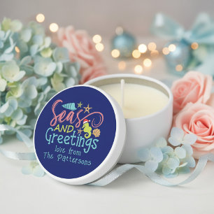 Seas And Greetings Beach Summer Christmas Name Mini Candle Favors