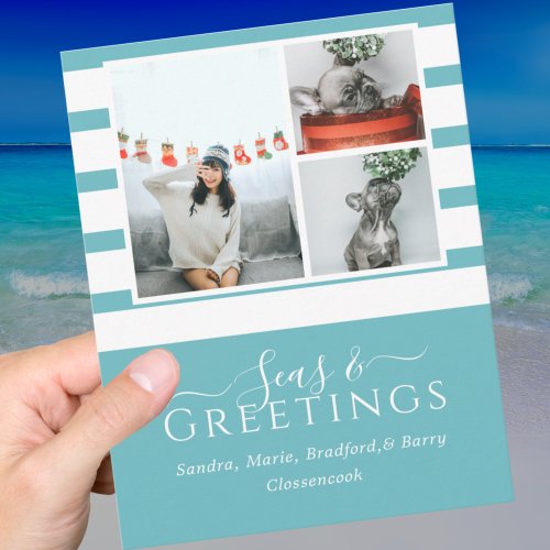 Seas and Greetings  Blue 3 Photo Christmas