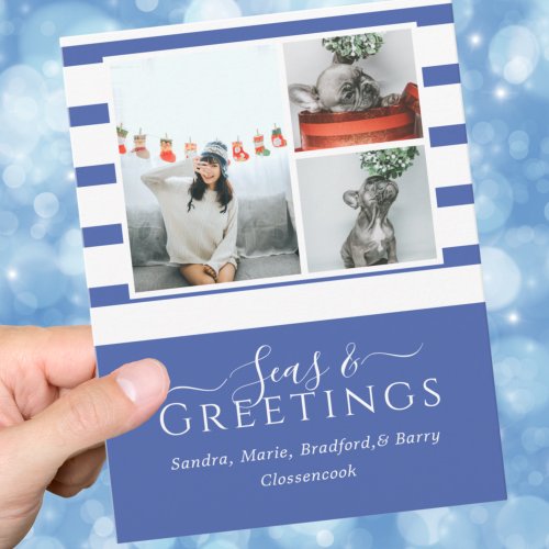 Seas and Greetings  Blue 3 Photo Christmas