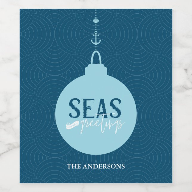 Seas and Greetings Coastal  Wine Label (Single Label)