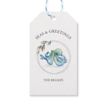 Seas and Greetings Favor Tags Watercolor Octopus