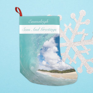 Seas And Greetings Hawaiian Barrel Wave Small Christmas Stocking