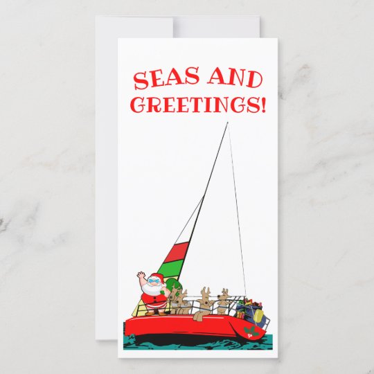 Seas and Greetings Nautical Christmas Card  Zazzle.com