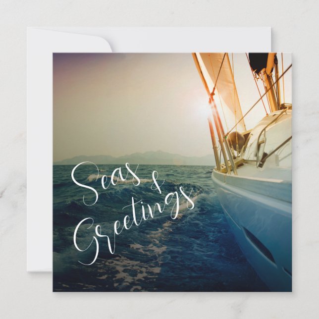 Seas and Greetings Nautical Christmas Holiday Card (Front)