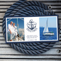 SEAS AND GREETINGS Nautical Christmas Photo Anchor Holiday Card