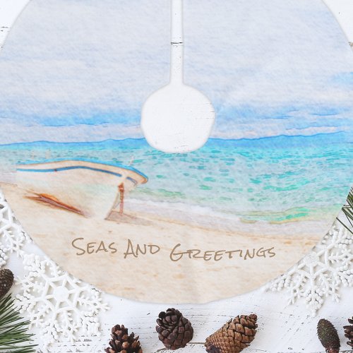 Seas And Greetings Nautical Fishing Boat Brushed Polyester Tree Skirt