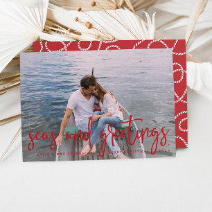 Seas and Greetings Nautical Holiday Photo Card
