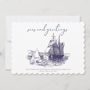 Seas and Greetings Nautical Minimal Christmas Card