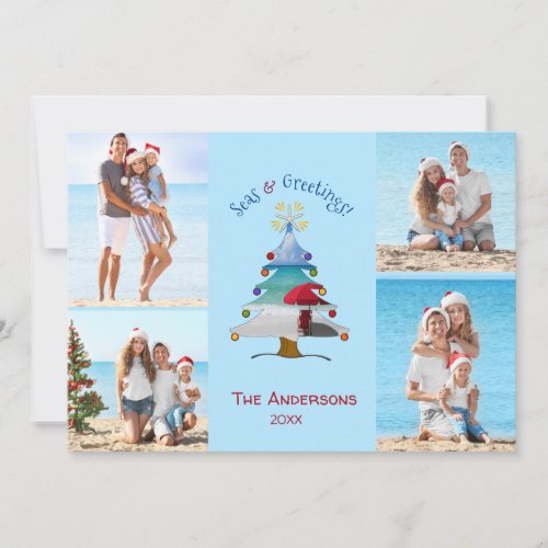 Seas and Greetings Photo Beach Christmas Holiday Card