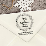 Seas and Greetings Return Address Seashell Wreath Rubber Stamp<br><div class="desc">Add a touch of coastal charm to your holiday greetings with our Seas & Greetings Seashell Return Address Rubber Stamp! This delightful stamp features a ring of beautifully detailed seashells encircling the text "Seas & Greetings from the, " leaving plenty of space for you to personalize it with your family...</div>