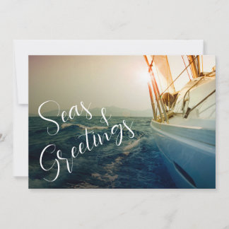 Seas and Greetings Sailing Christmas Holiday Card
