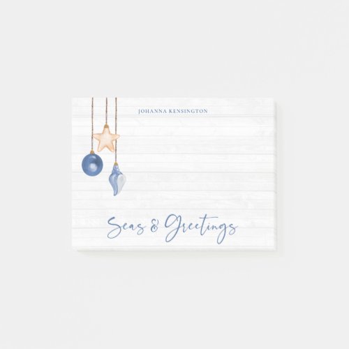 Seas and Greetings Seashell Ornament Coastal Wood Post_it Notes