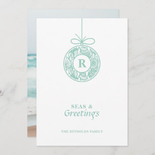 Seas and Greetings Seashell Ornament Holiday Card