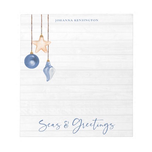 Seas and Greetings Seashell Ornament Wood Notepad