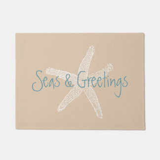 Seas and Greetings Starfish on Sand Brown Doormat