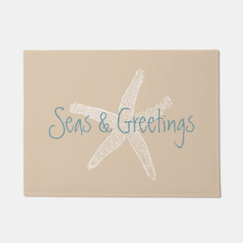 Seas and Greetings Starfish on Sand Brown Doormat