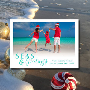 Seas and Greetings Tropical Coastal Fun Holiday Card