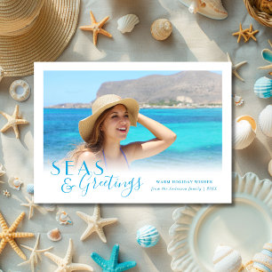 Seas and Greetings Tropical Coastal  Holiday Card