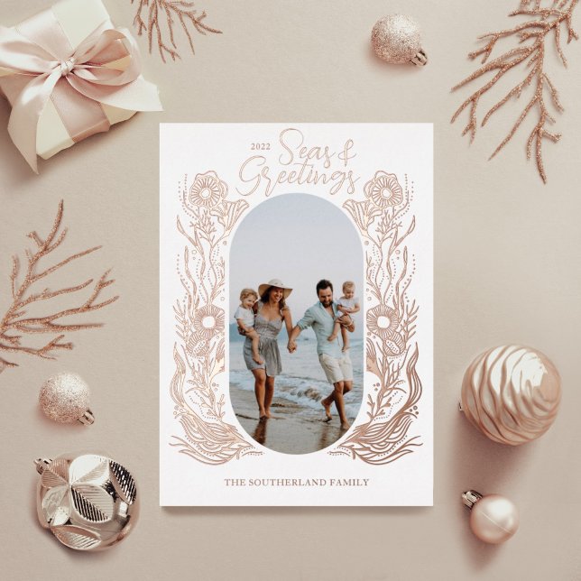 Seas & Greeting Ocean Marine Life Arch Photo Frame Foil Holiday Card (Creator Uploaded)