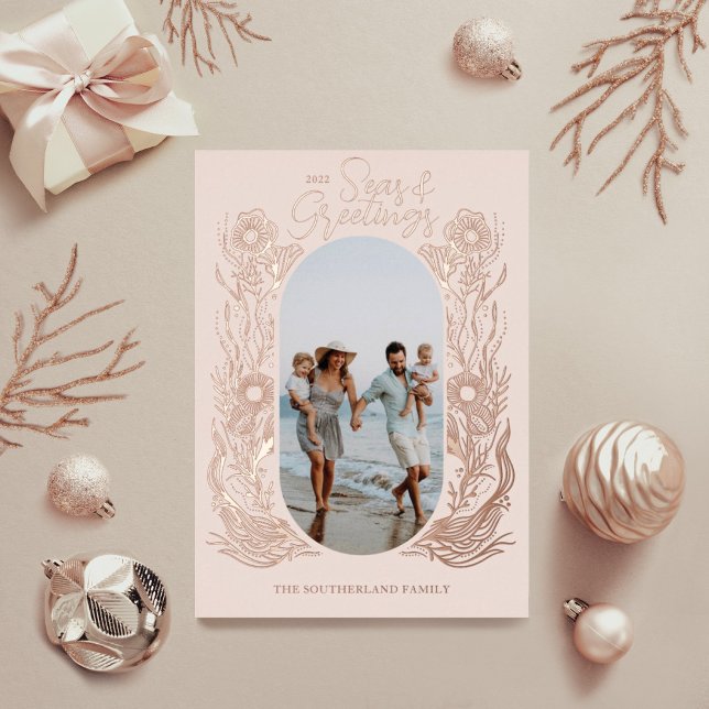 Seas & Greeting Ocean Marine Life Arch Photo Frame Foil Holiday Card (Creator Uploaded)