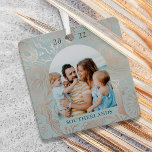 Seas & Greeting Ocean Marine Life Arch Photo Frame Metal Ornament<br><div class="desc">Our Beautiful Seas and greeting holiday collection are inspired by the natural beauty of marine and ocean life. Our metal ornament features our beautiful hand-drawn stylized ocean marine life captured in an elegant and whimsical design. Customize your family photo along with your family signature and year. The reverse side features...</div>