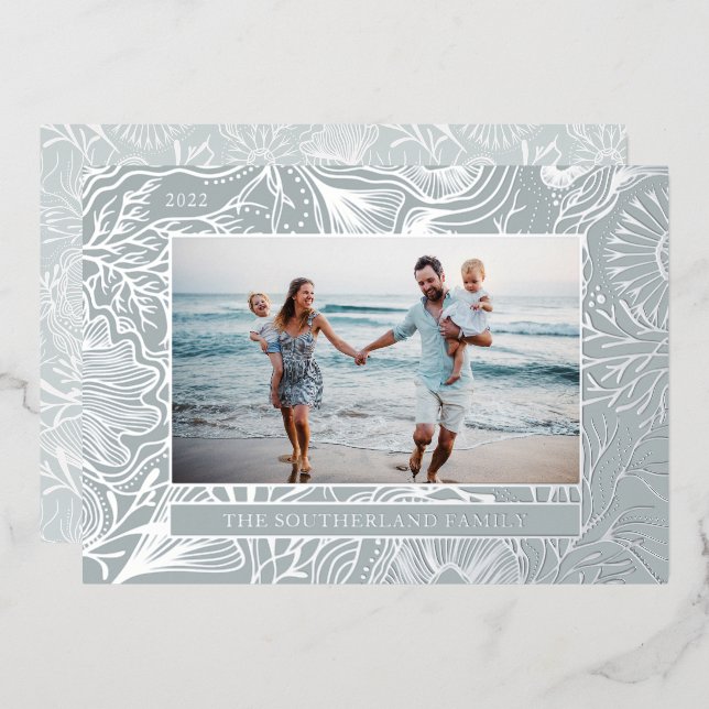 Seas & Greeting Ocean Marine Life Photo Foil Holiday Card (Front/Back)