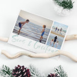 Seas & Greetings Beach Photo Collage Holiday Card<br><div class="desc">Family three photo collage "Seas & Greetings" beach design holiday card. Customized with three of your favorite photos,  greeting and family name.</div>